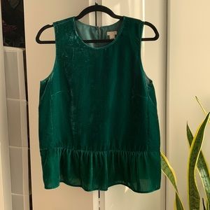 J. Crew Emerald crushed velvet top size 6